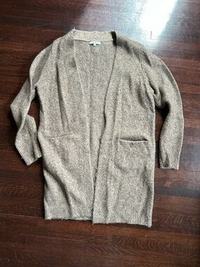 Z Supply Open Front Long Cardigan in Heathered Taupe